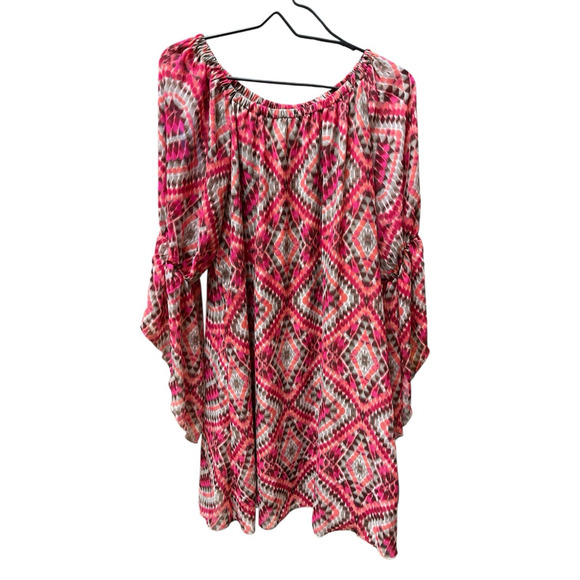 New Directions Women's Boho Tunic Dress Geometric Print Multicolor Size Large - Picture 1 of 9